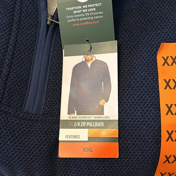 Orvis XXL navy blue 1/4 zip pullover - Picture 3 of 11